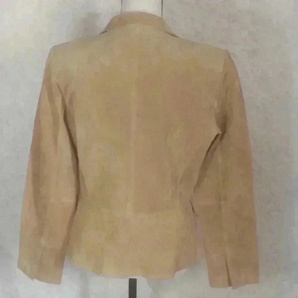 Bagatelle Tan Light Brown Khaki Suede Leather Coat Jacket Blazer Women Size 10 - Picture 2 of 7